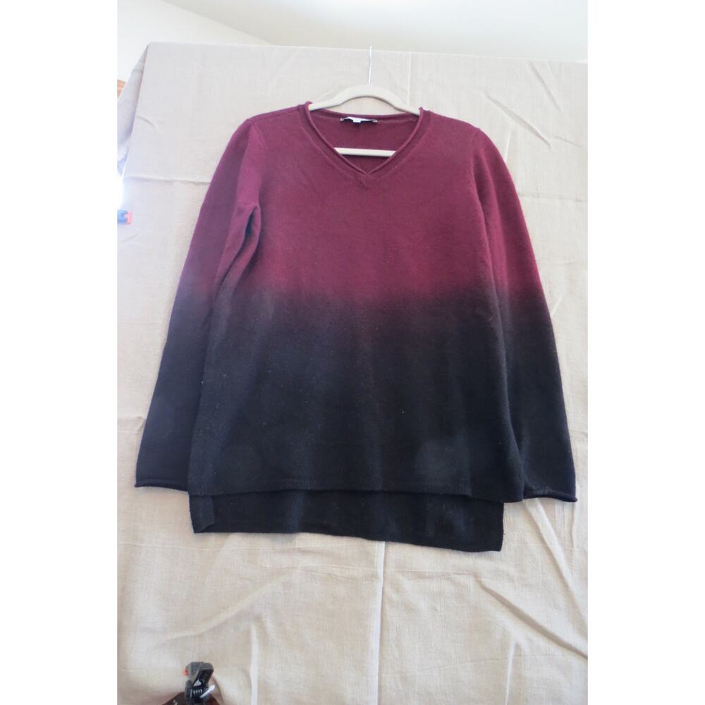 The Cashmere Project Ombre Sweater | 100% Cashmere | Size M | Burgundy Black